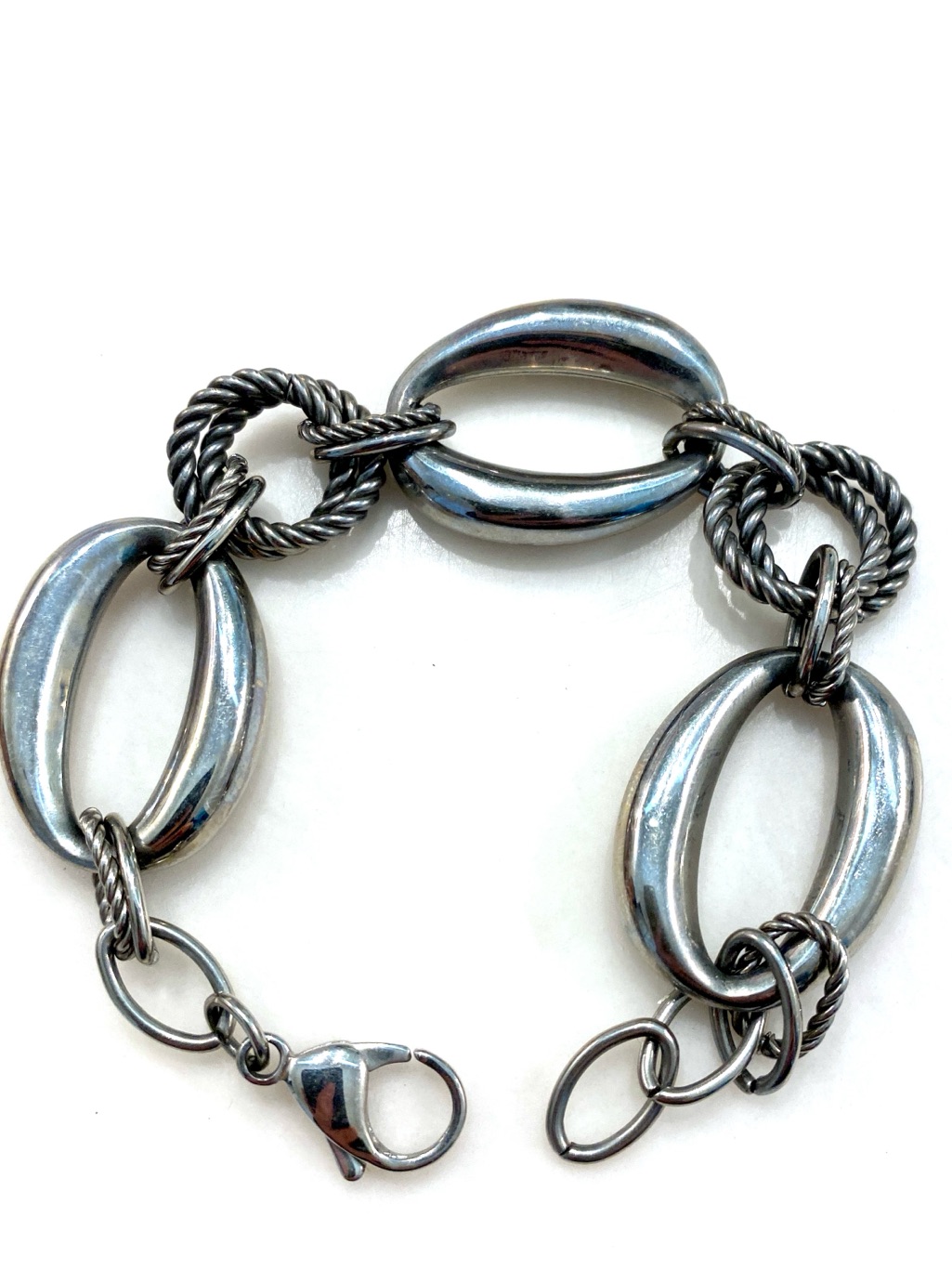 Stainless Steel Silver Oval Link Bracelet